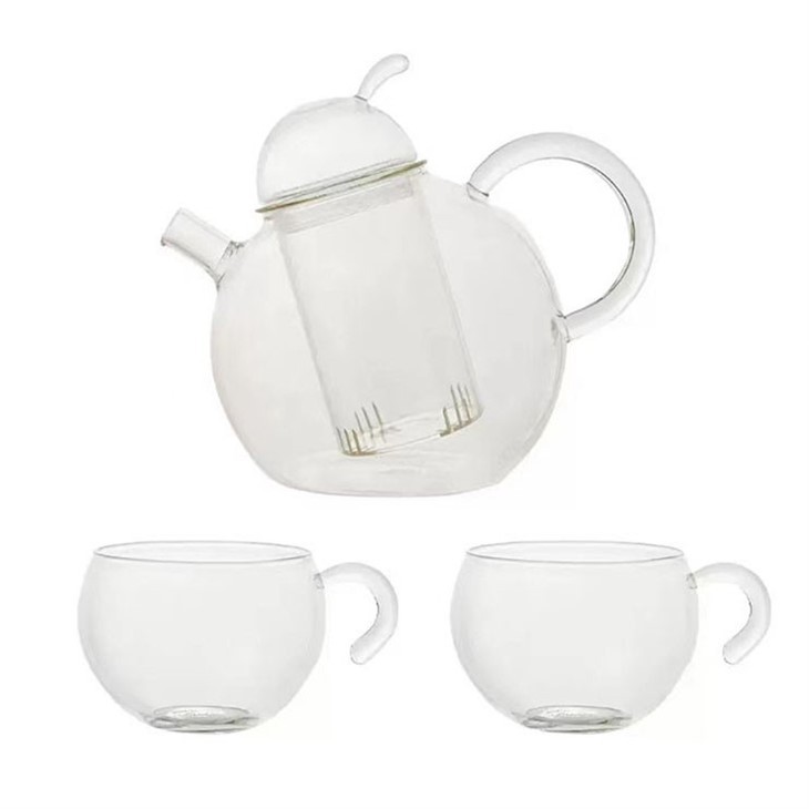 White Jade Teapot With Infuser, Lovely Glass Teapot With Strainer, 20OZ Teapot For Ladies For AfternoonTea